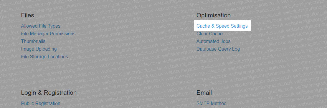 cache and speed settings