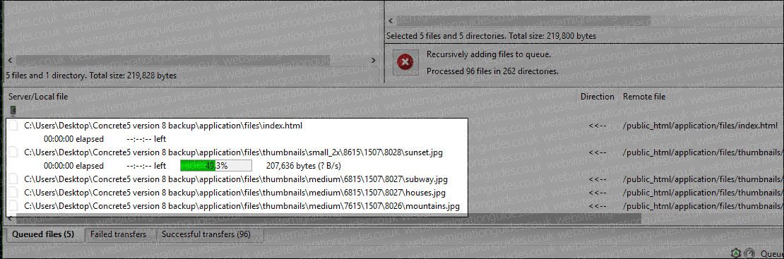 downloading concrete5 backup