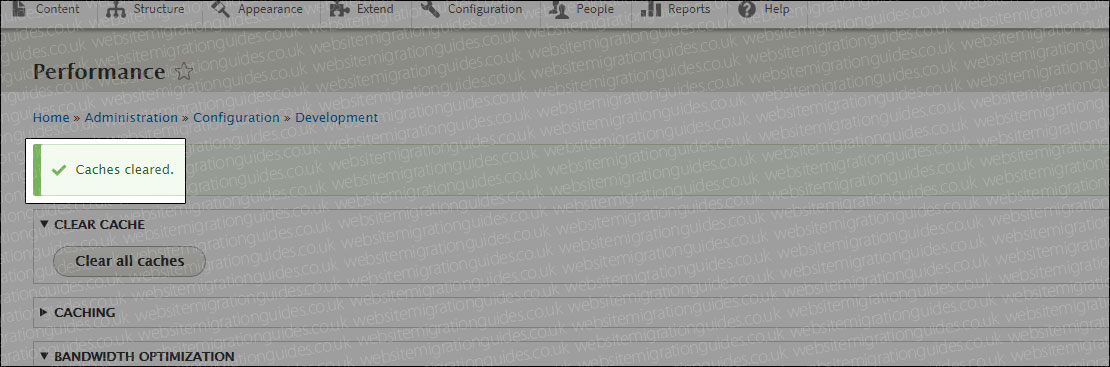 caches cleared
