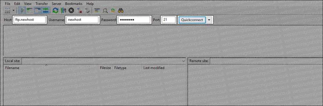 connect via ftp to your new drupal host