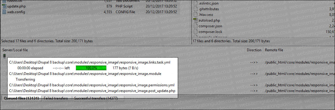 drupal 8 backup being uploaded via ftp