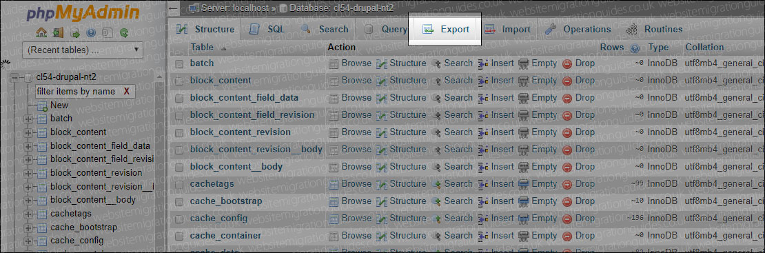 export database