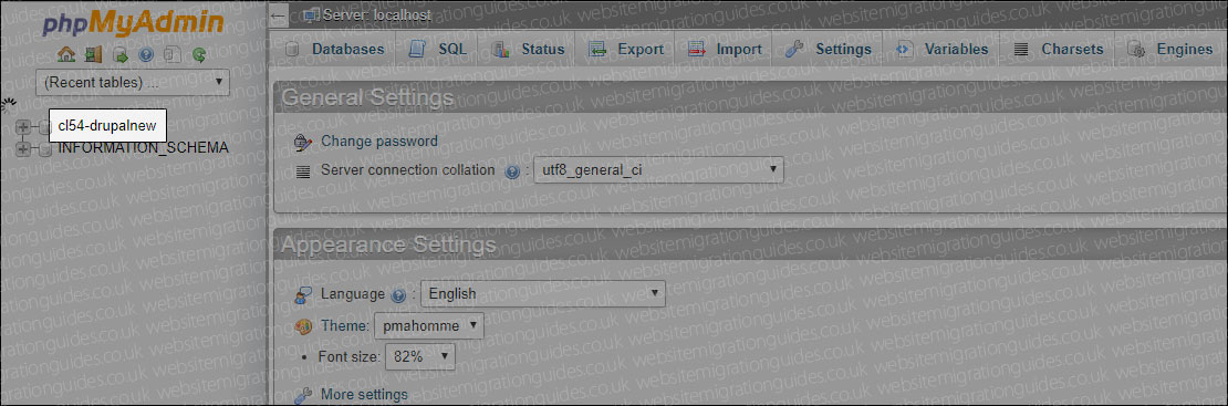 select new drupal database