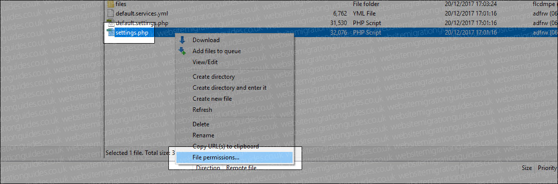 settings php file permissions