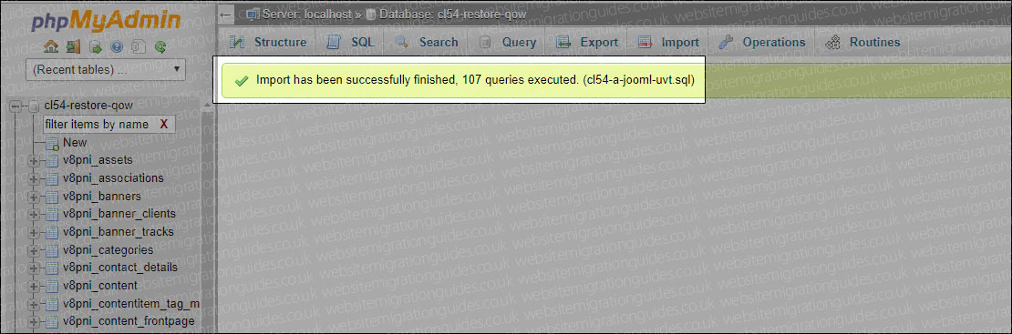 Import has been successfully finished