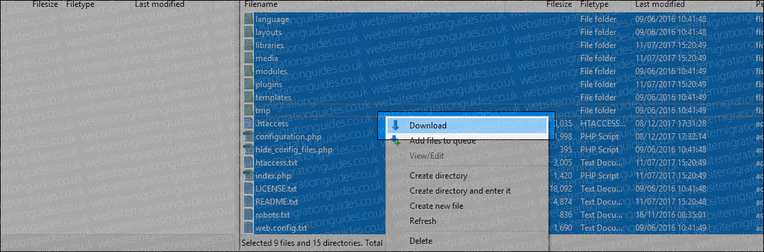 Download joomla backup