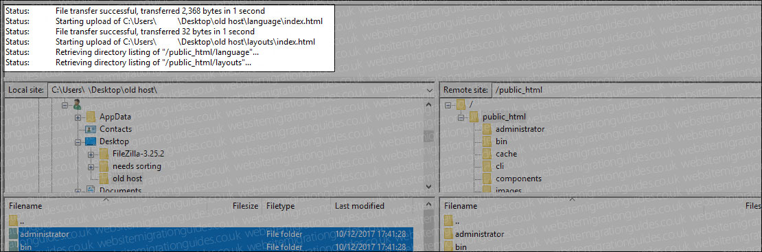 uploading joomla backup