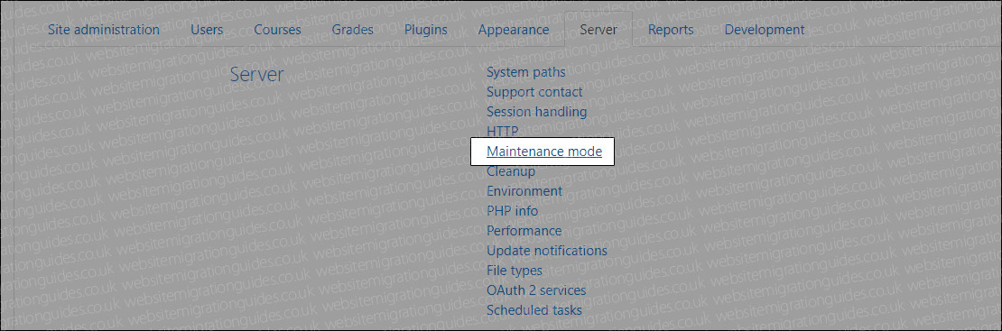 Maintenance mode link