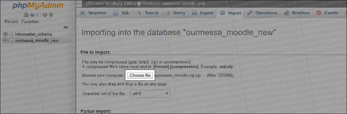 Choose moodle file