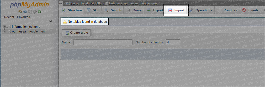 import moodle 3 database