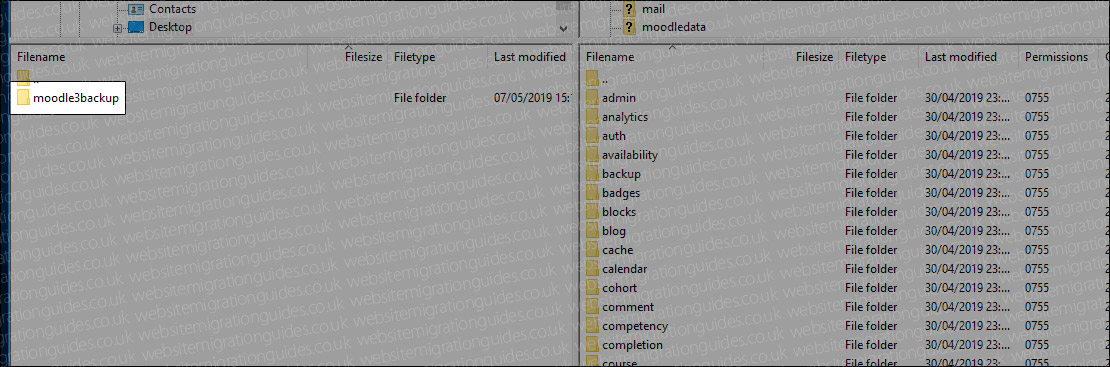 moodle backup folder