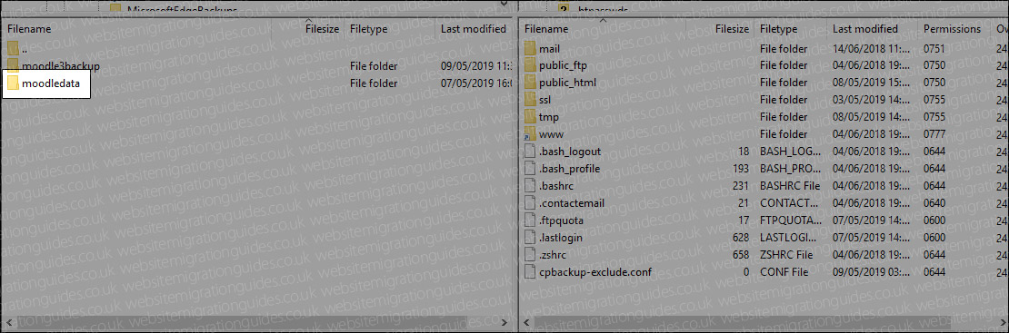 moodledata folder filezilla