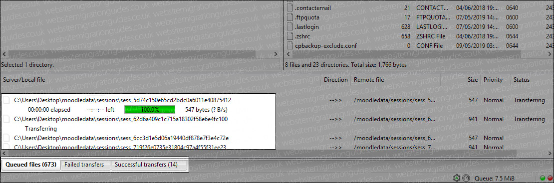 uploading moodledata folder
