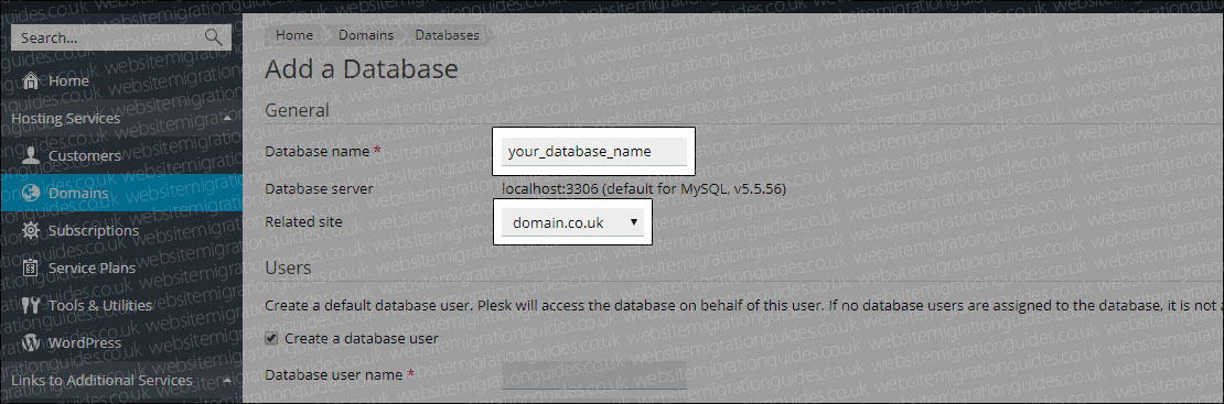 add a database details