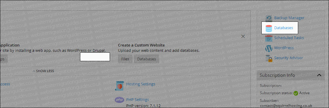 databases icon in plesk