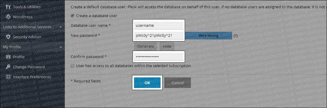 generate database user