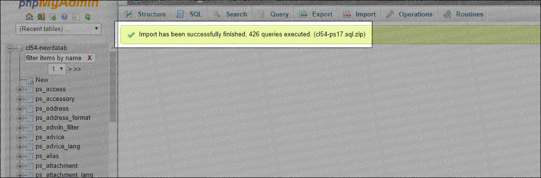 Import has been successfully finished