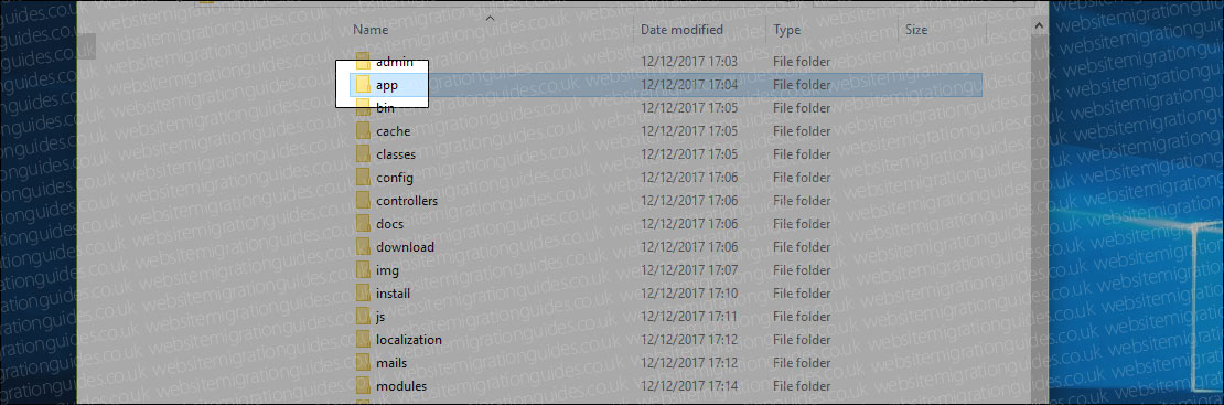prestashop app folder