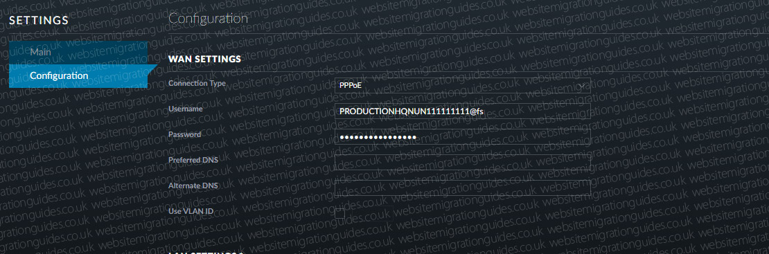 enter ISP details