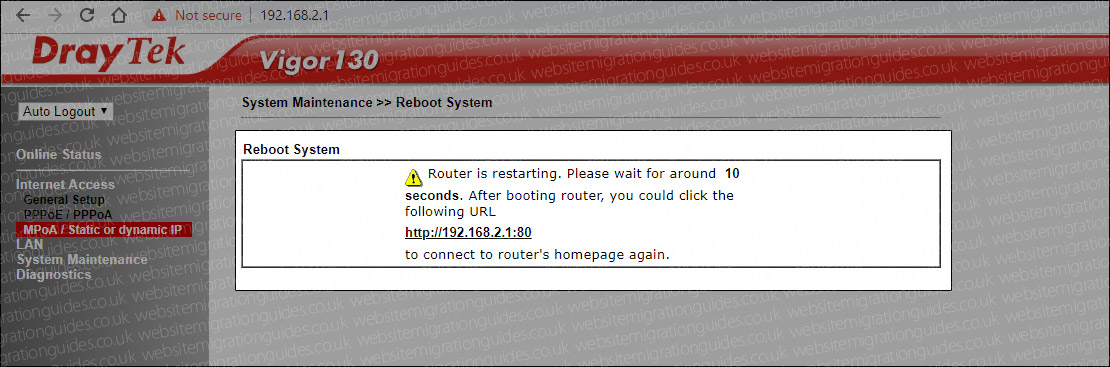 Reboot message