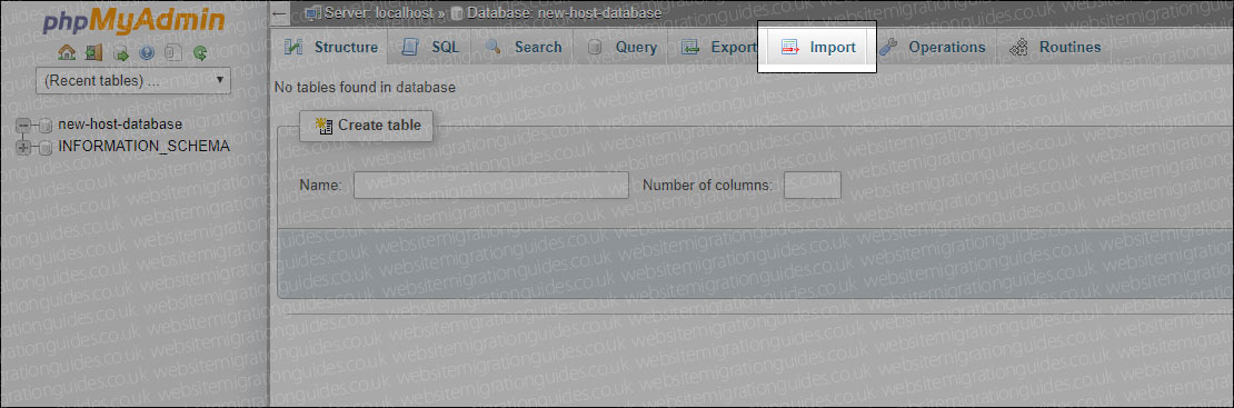 Import WordPress database