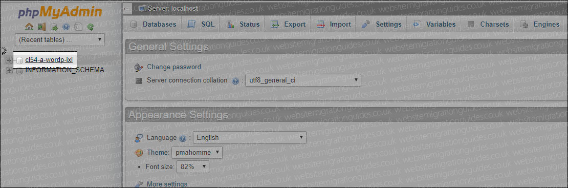 Select WordPress database