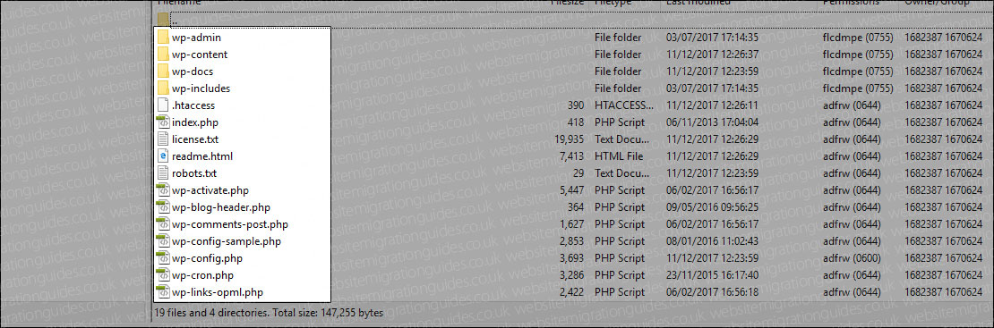 wordpress files for backup