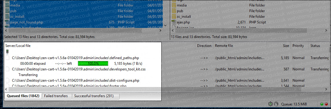 Uploading zencart files via FTP