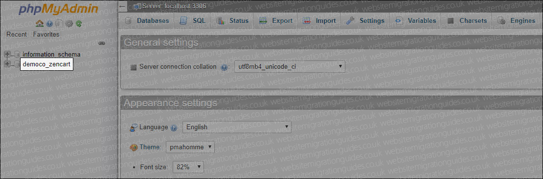 Select zencart database