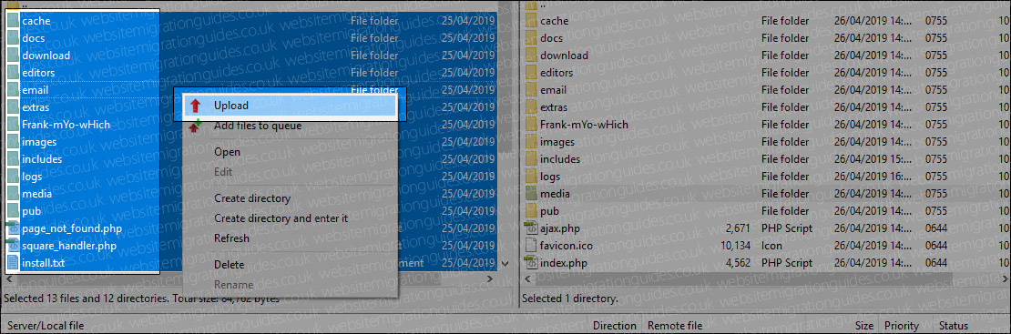 Upload Zencart Backup