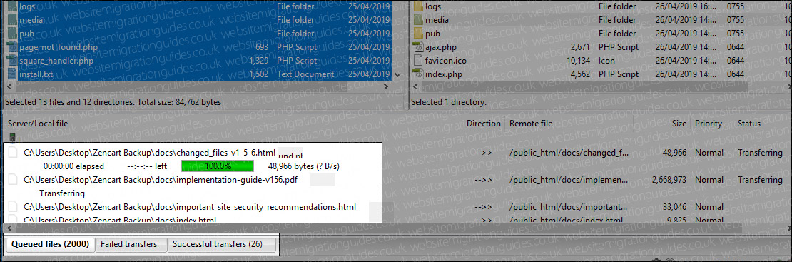 Uploading ZenCart Backup